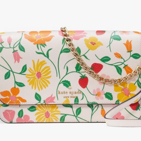 Kate Spade Madison Flap Convertible Crossbody in Strawberry Garden Printed KG735